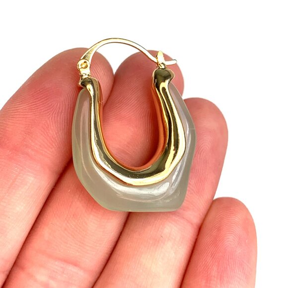 NEW~ Anthropologie Mint Green Resin Hoop Earrings - Picture 10 of 11